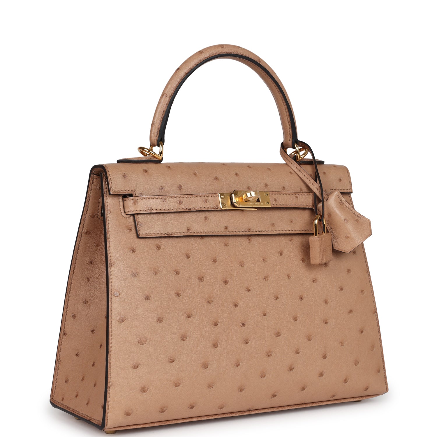 Hermes Kelly Sellier 25 Chai Ostrich Gold Hardware - Exclusu