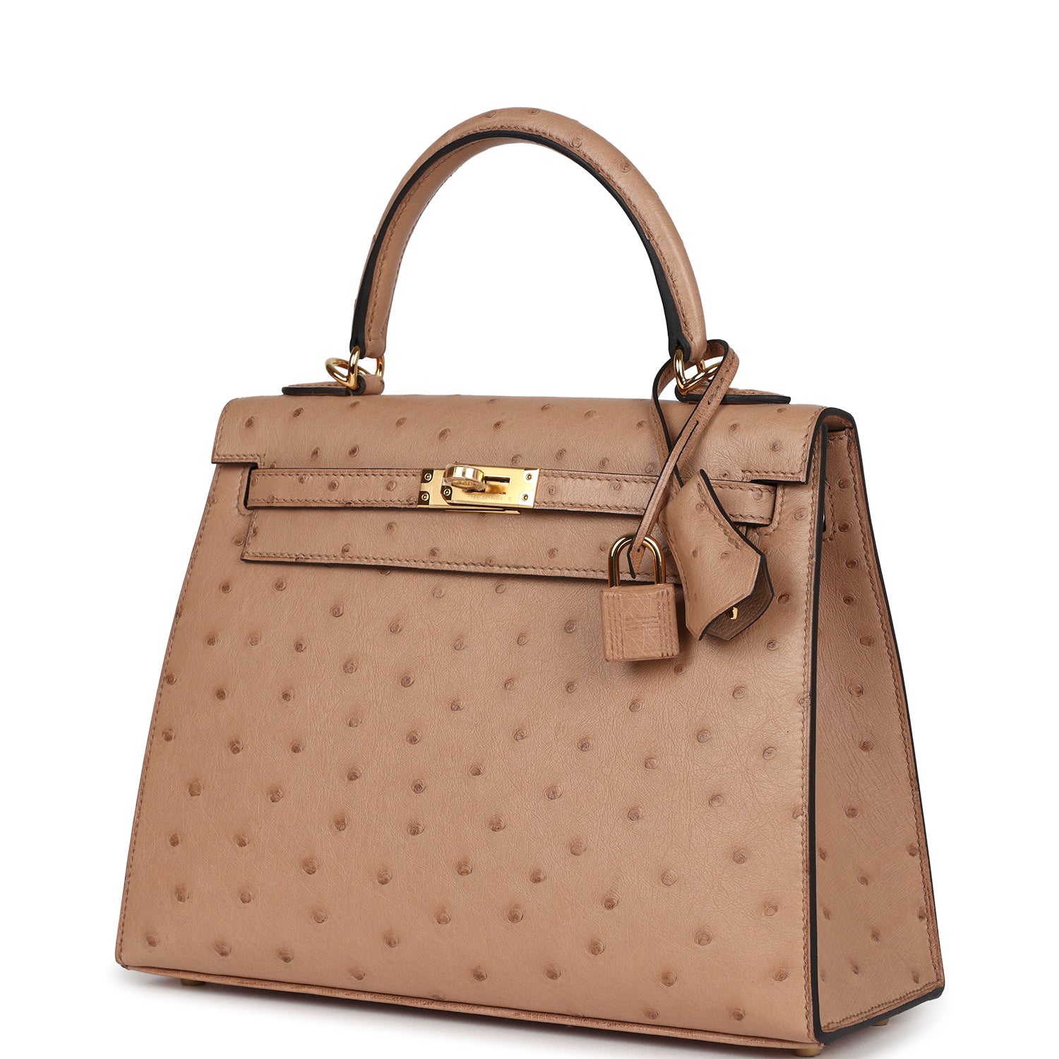 Hermes Kelly Sellier 25 Chai Ostrich Gold Hardware - Exclusu