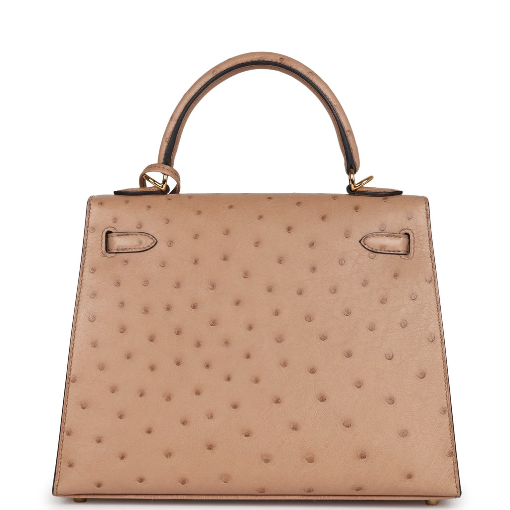 Hermes Kelly Sellier 25 Chai Ostrich Gold Hardware - Exclusu