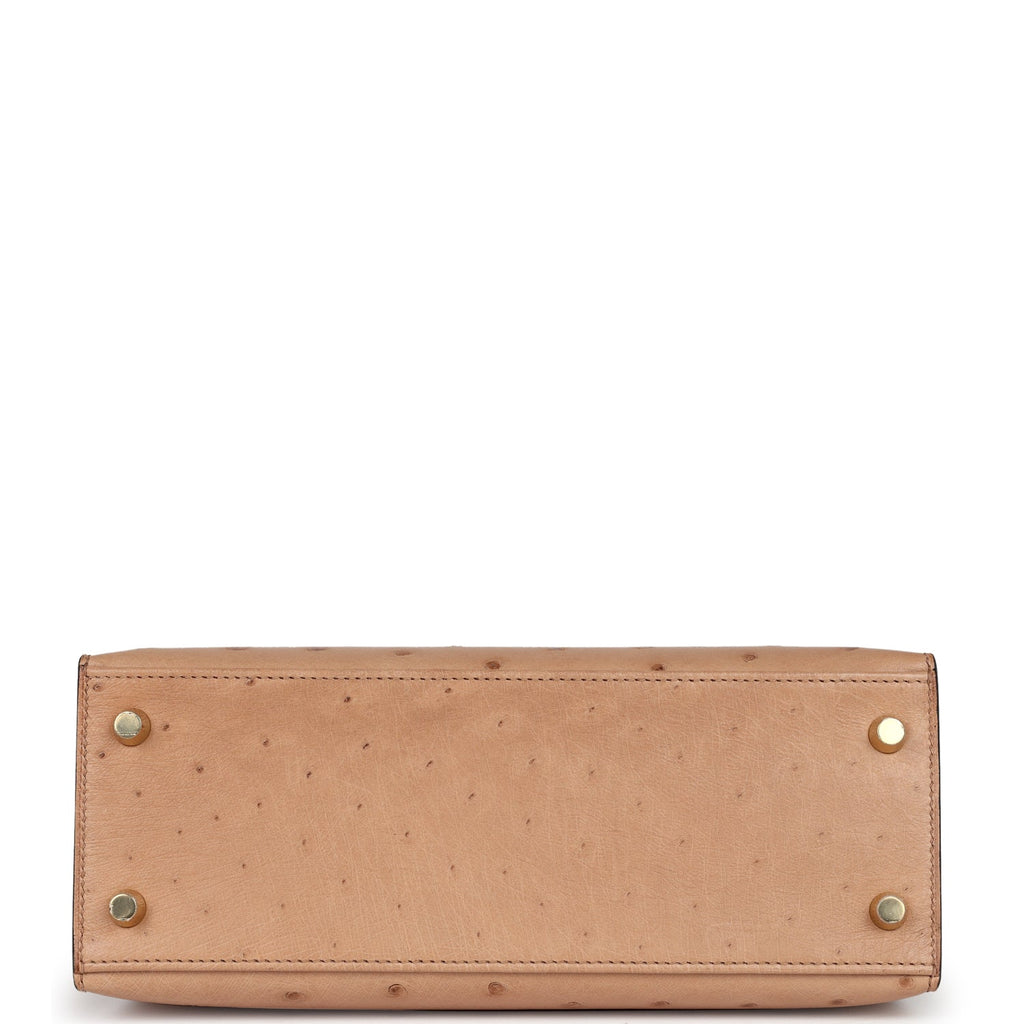 Hermes Kelly Sellier 25 Chai Ostrich Gold Hardware - Exclusu
