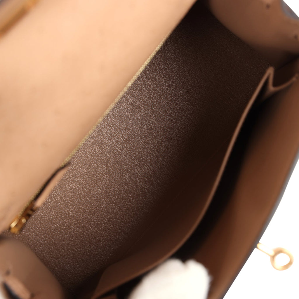 Hermes Kelly Sellier 25 Chai Ostrich Gold Hardware - Exclusu