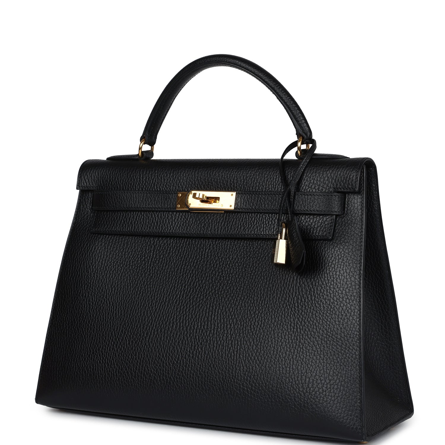 Hermes Kelly Sellier 32 Black Ardennes Gold Hardware - Exclusu