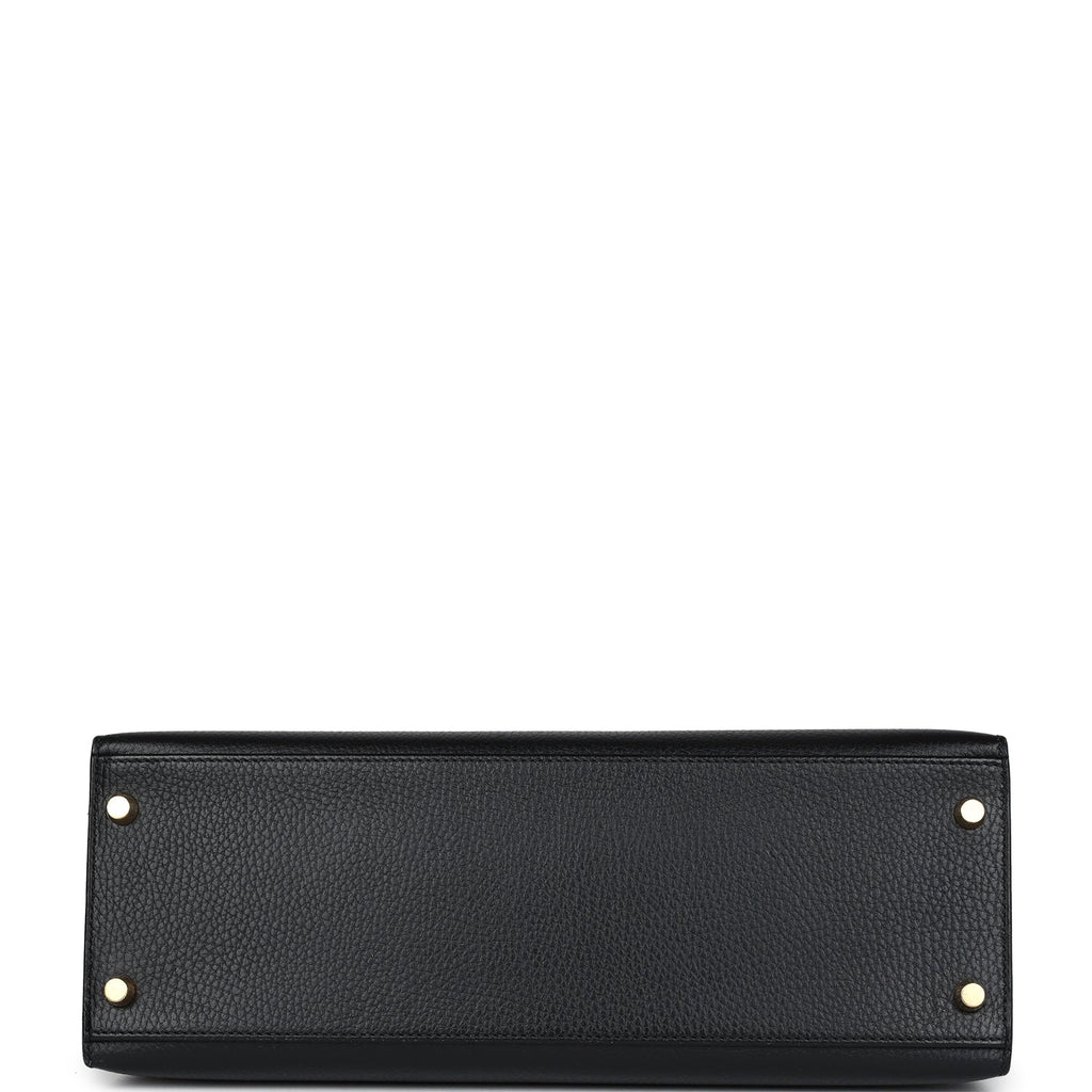 Hermes Kelly Sellier 32 Black Ardennes Gold Hardware - Exclusu