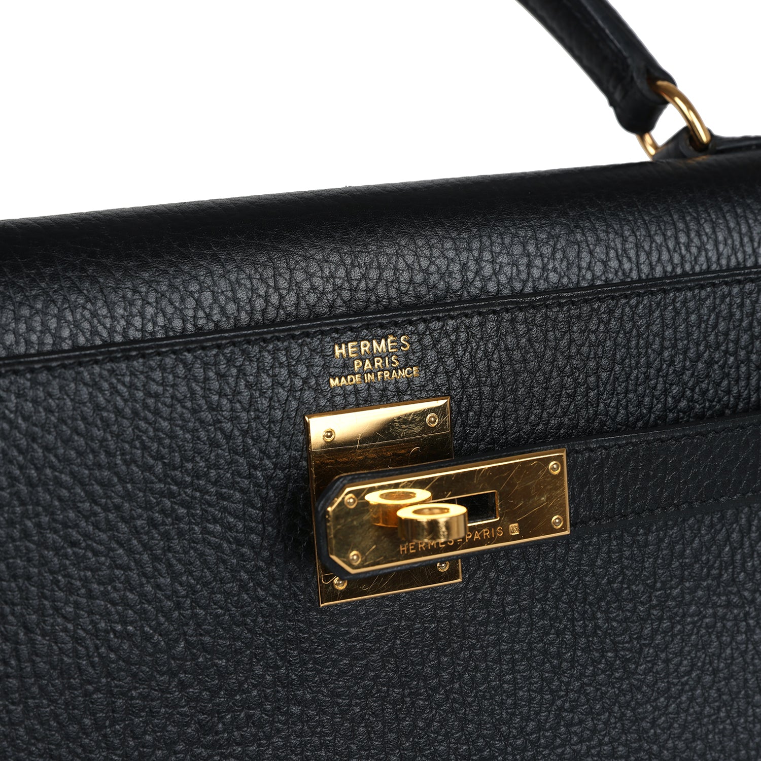 Hermes Kelly Sellier 32 Black Ardennes Gold Hardware - Exclusu