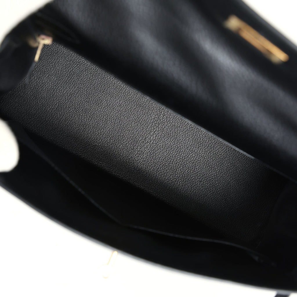 Hermes Kelly Sellier 32 Black Ardennes Gold Hardware - Exclusu