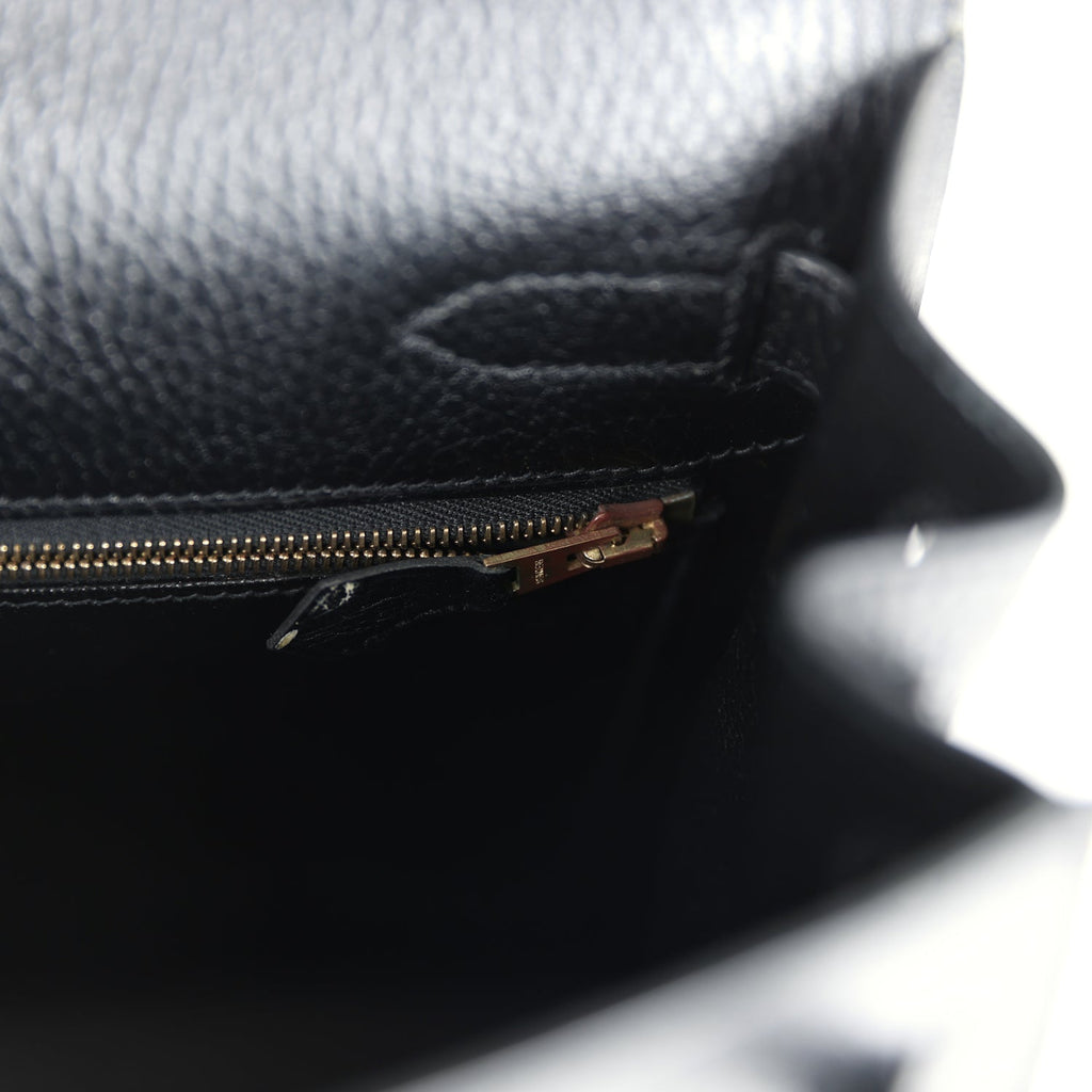 Hermes Kelly Sellier 32 Black Ardennes Gold Hardware - Exclusu