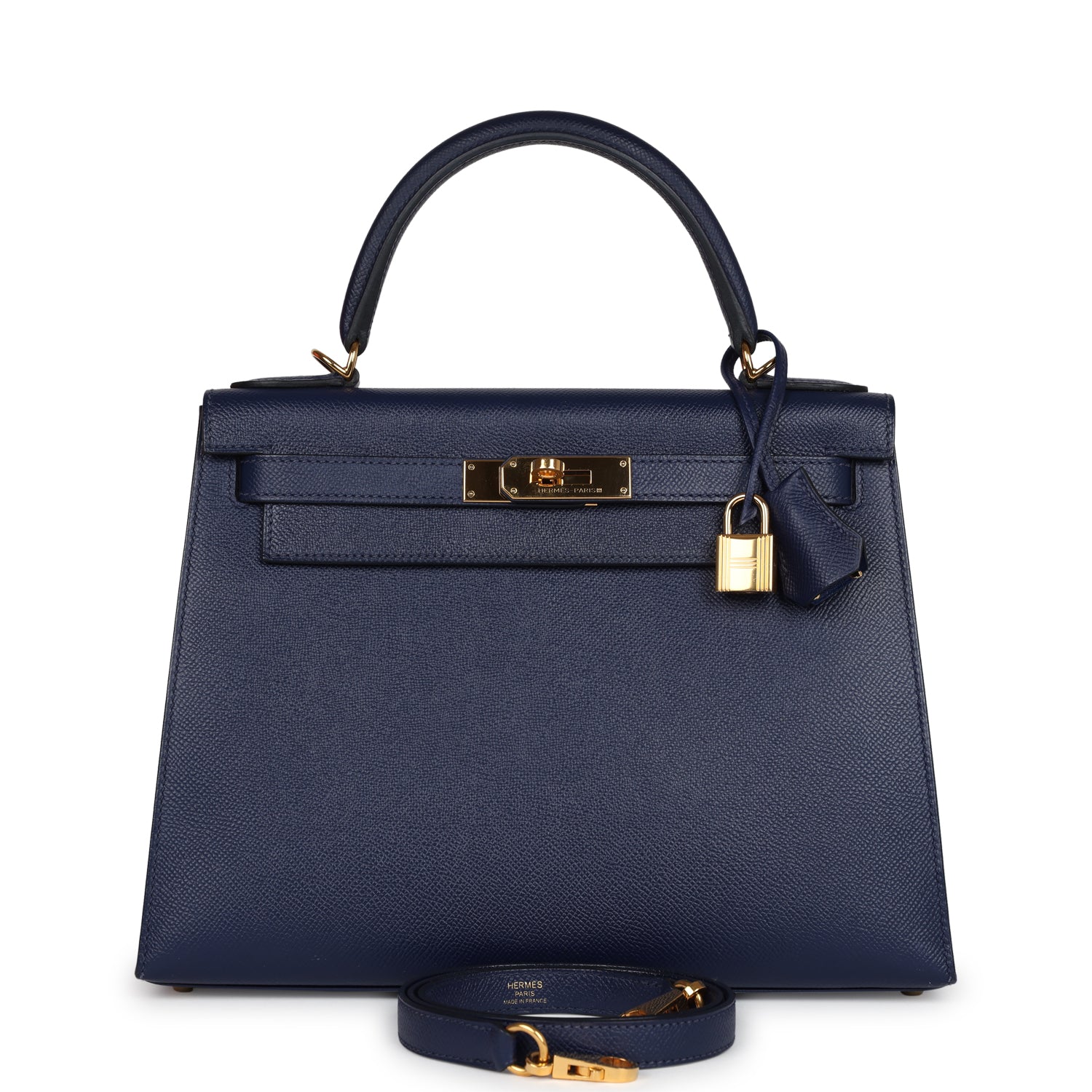 Hermes Kelly Sellier 28 Bleu Saphir Epsom Gold Hardware - Exclusu