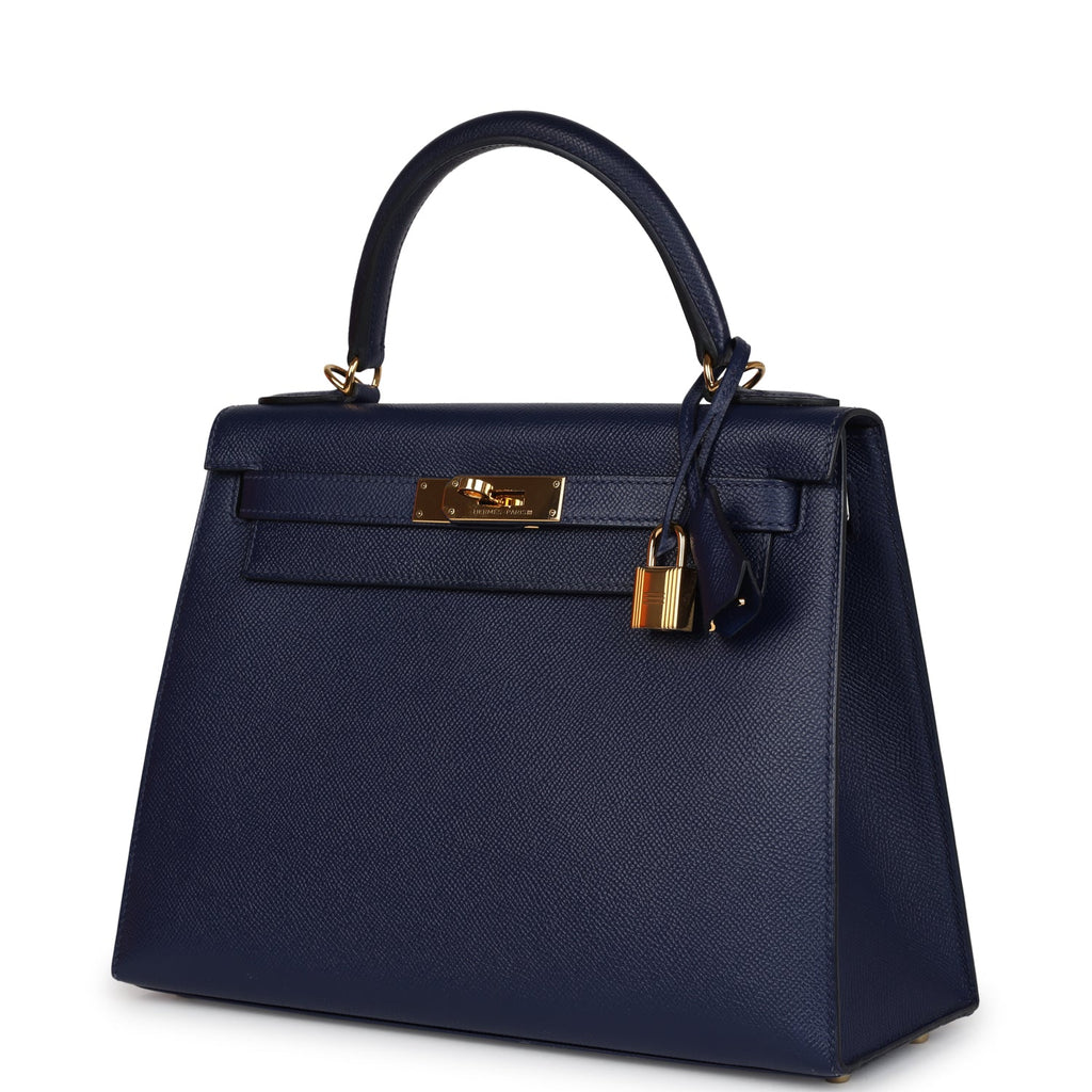 Hermes Kelly Sellier 28 Bleu Saphir Epsom Gold Hardware - Exclusu