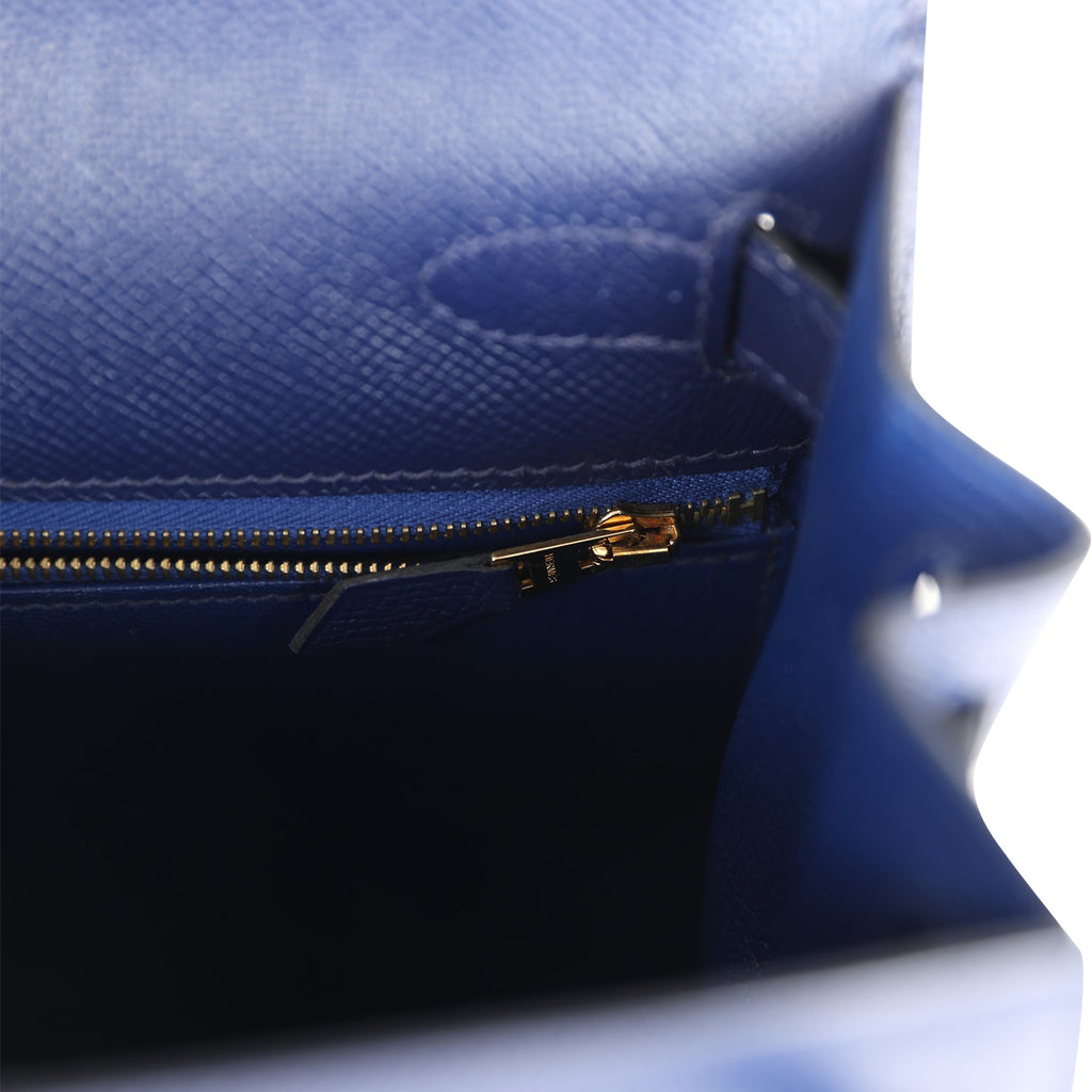 Hermes Kelly Sellier 28 Bleu Saphir Epsom Gold Hardware - Exclusu