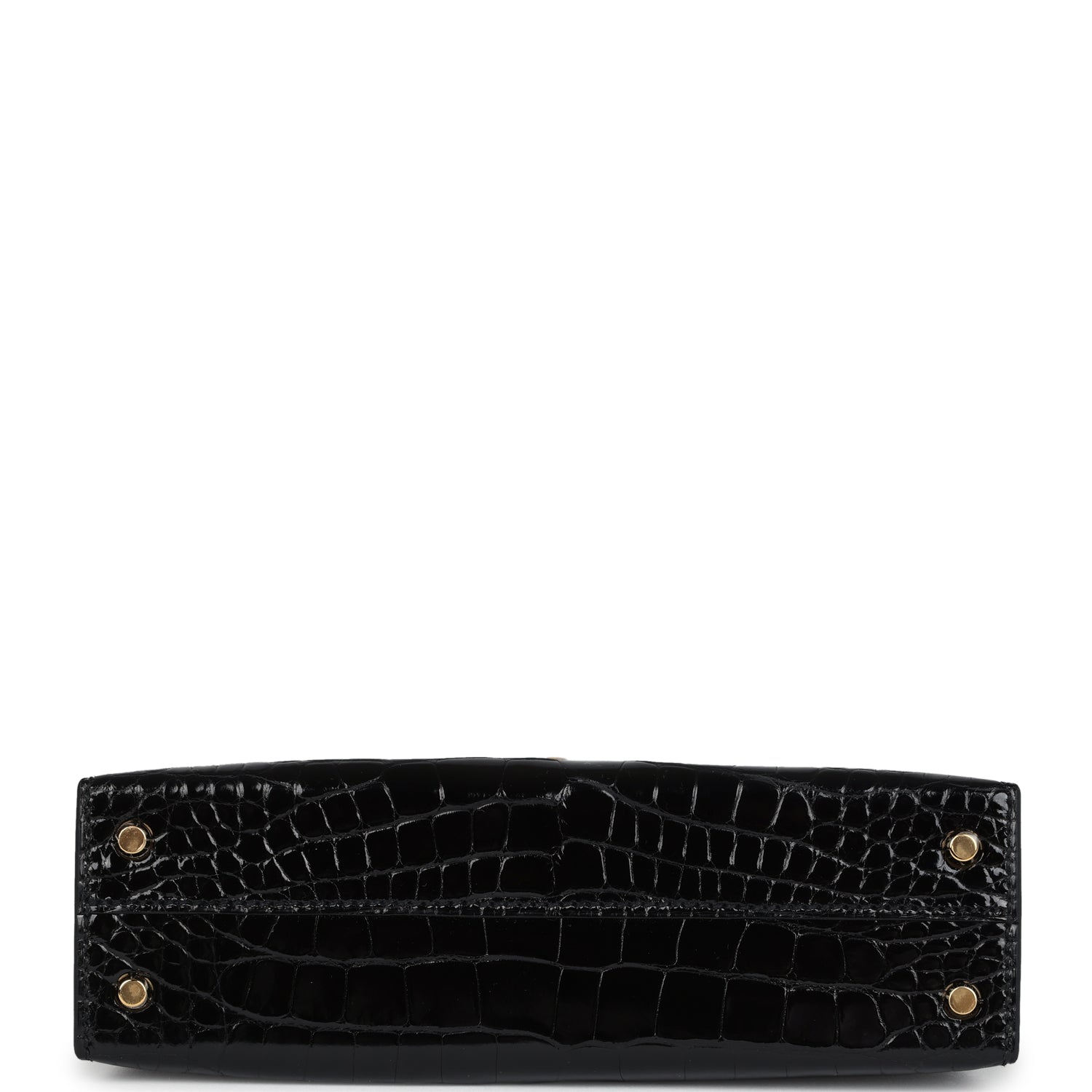 Hermes Kelly Sellier 20 Black Shiny Alligator Gold Hardware - Exclusu