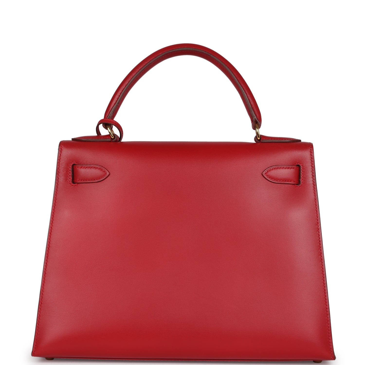 Hermes Kelly Sellier 28 Rouge Vif Box Gold Hardware - Exclusu