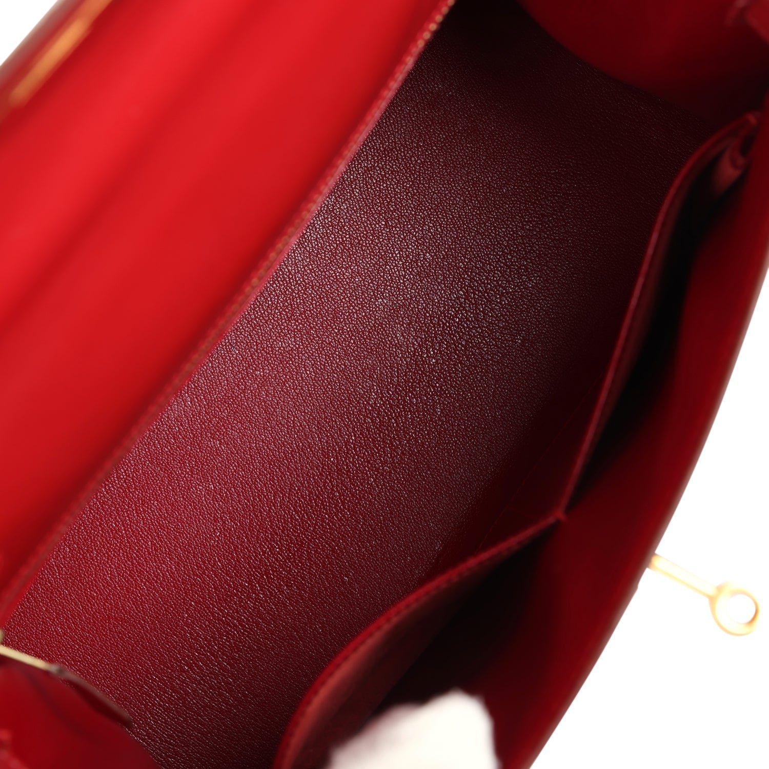 Hermes Kelly Sellier 28 Rouge Vif Box Gold Hardware - Exclusu