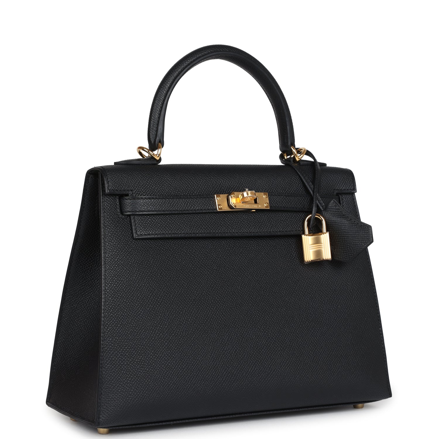 Hermes Kelly Sellier 25 Black Epsom Gold Hardware - Exclusu