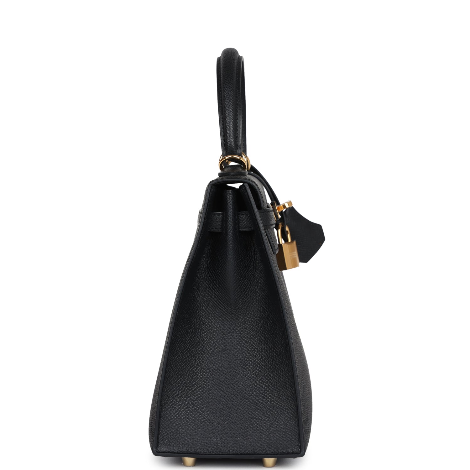 Hermes Kelly Sellier 25 Black Epsom Gold Hardware - Exclusu
