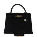 Hermes Kelly Sellier 28 Black Doblis Gold Hardware - Exclusu
