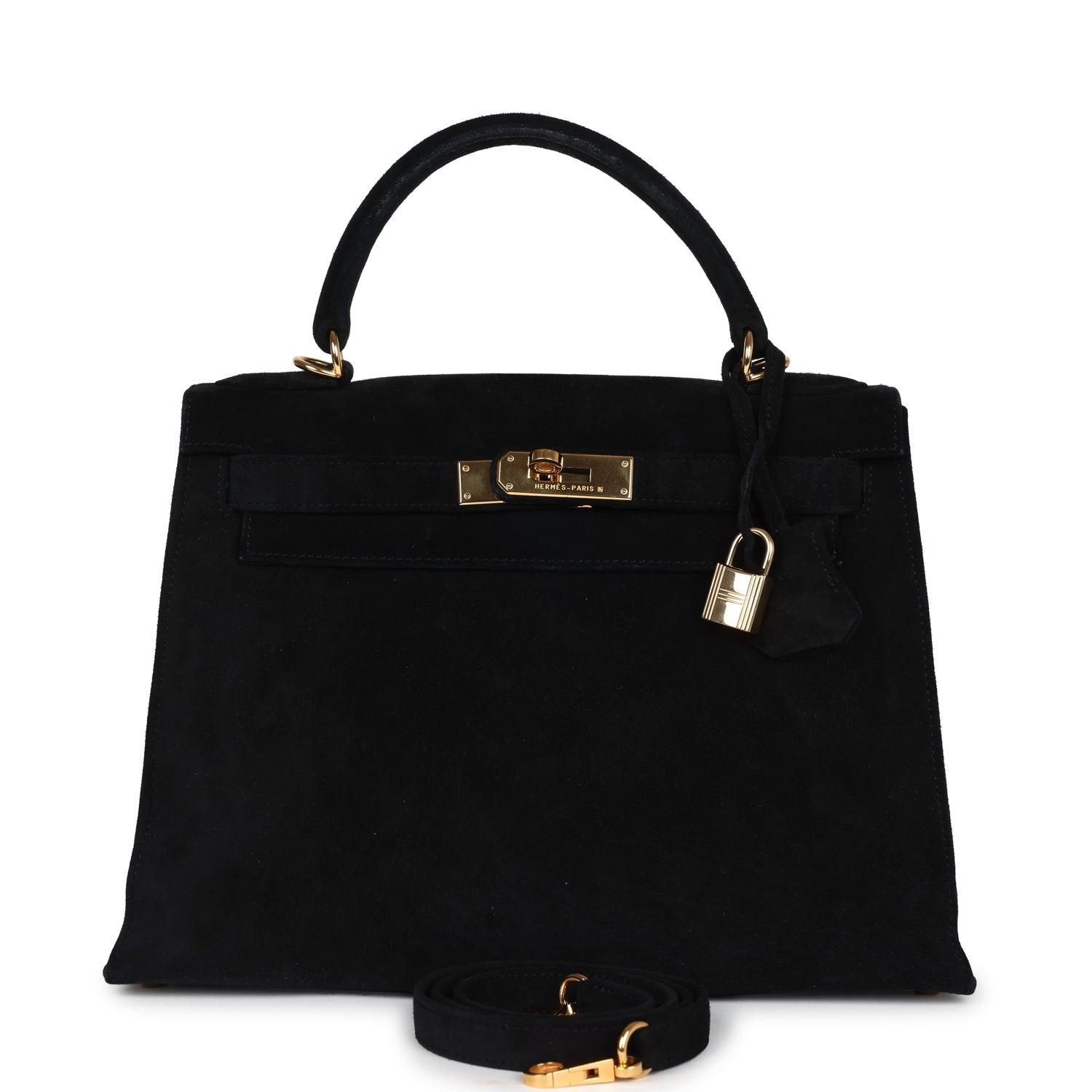 Hermes Kelly Sellier 28 Black Doblis Gold Hardware - Exclusu