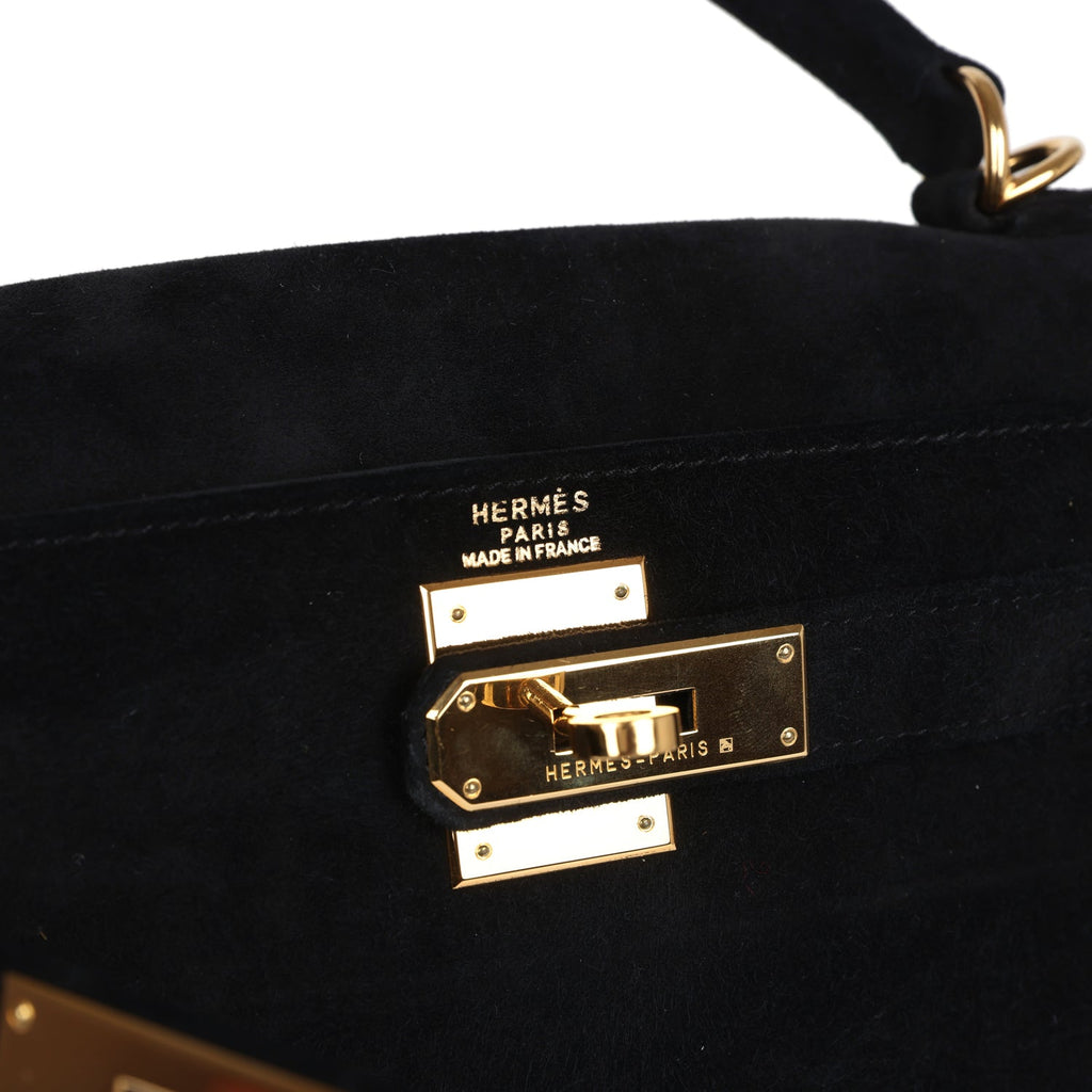 Hermes Kelly Sellier 28 Black Doblis Gold Hardware - Exclusu