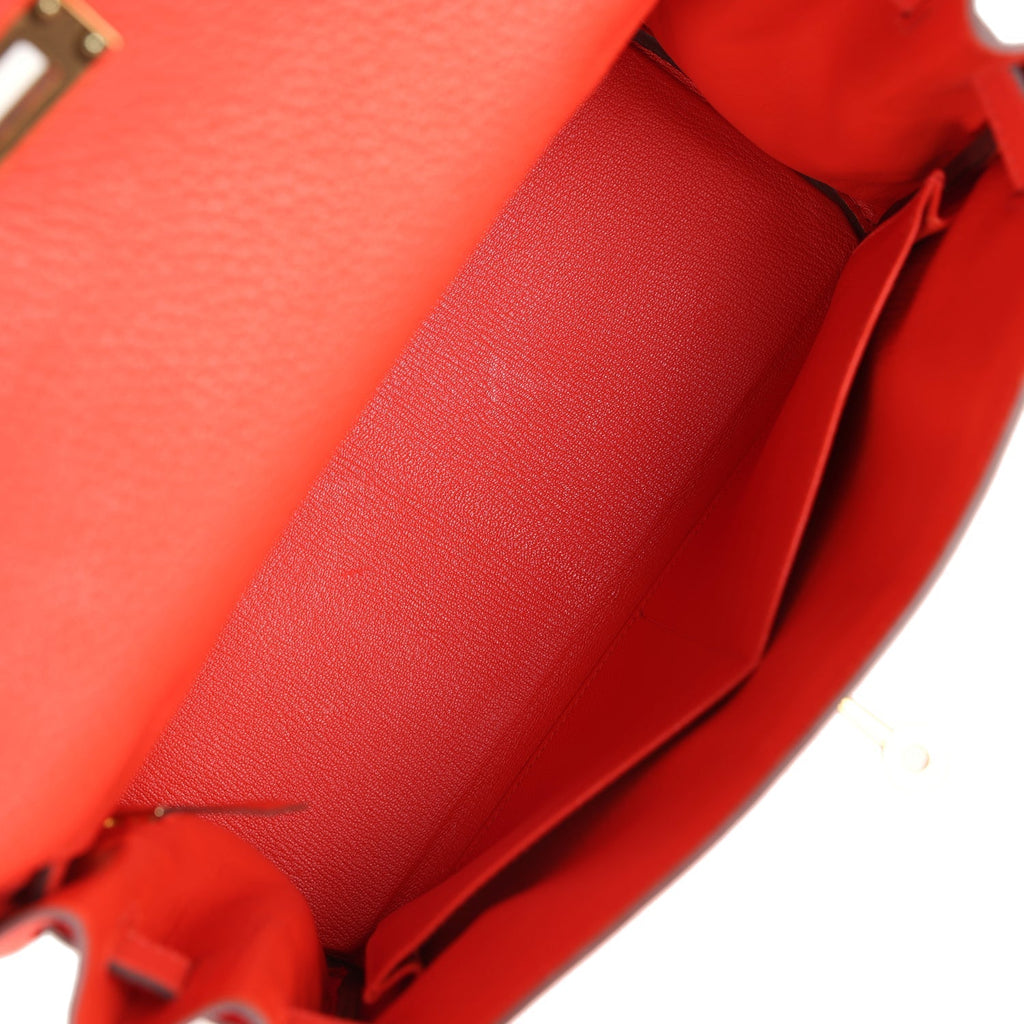 Hermes Kelly Retourne 28 Capucine Togo Gold Hardware - Exclusu