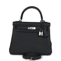 Hermes Kelly Retourne 25 Black Togo Palladium Hardware - Exclusu