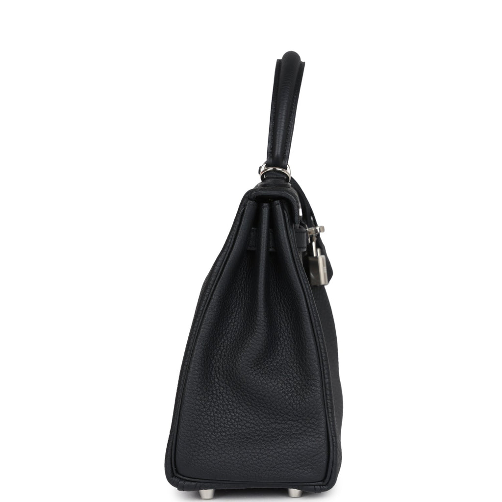Hermes Kelly Retourne 25 Black Togo Palladium Hardware - Exclusu