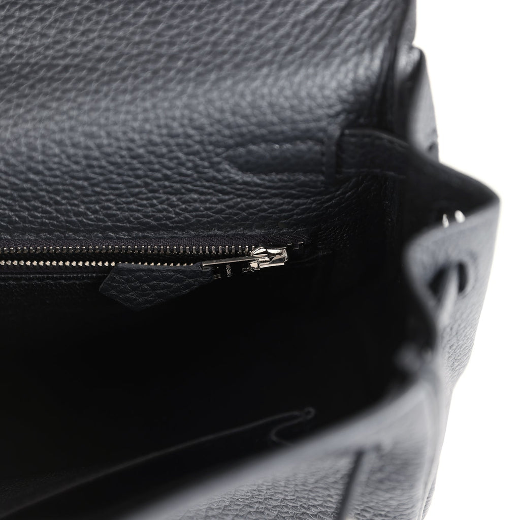 Hermes Kelly Retourne 25 Black Togo Palladium Hardware - Exclusu