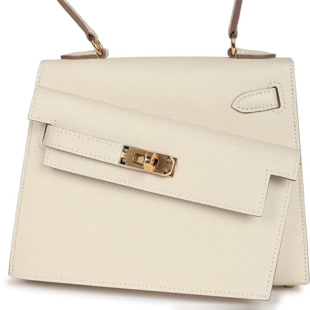 Hermes Kelly Sellier en Desordre 20 Craie Epsom Gold Hardware - Exclusu
