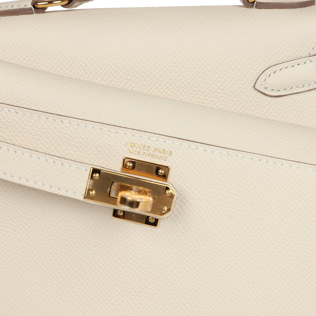 Hermes Kelly Sellier en Desordre 20 Craie Epsom Gold Hardware - Exclusu