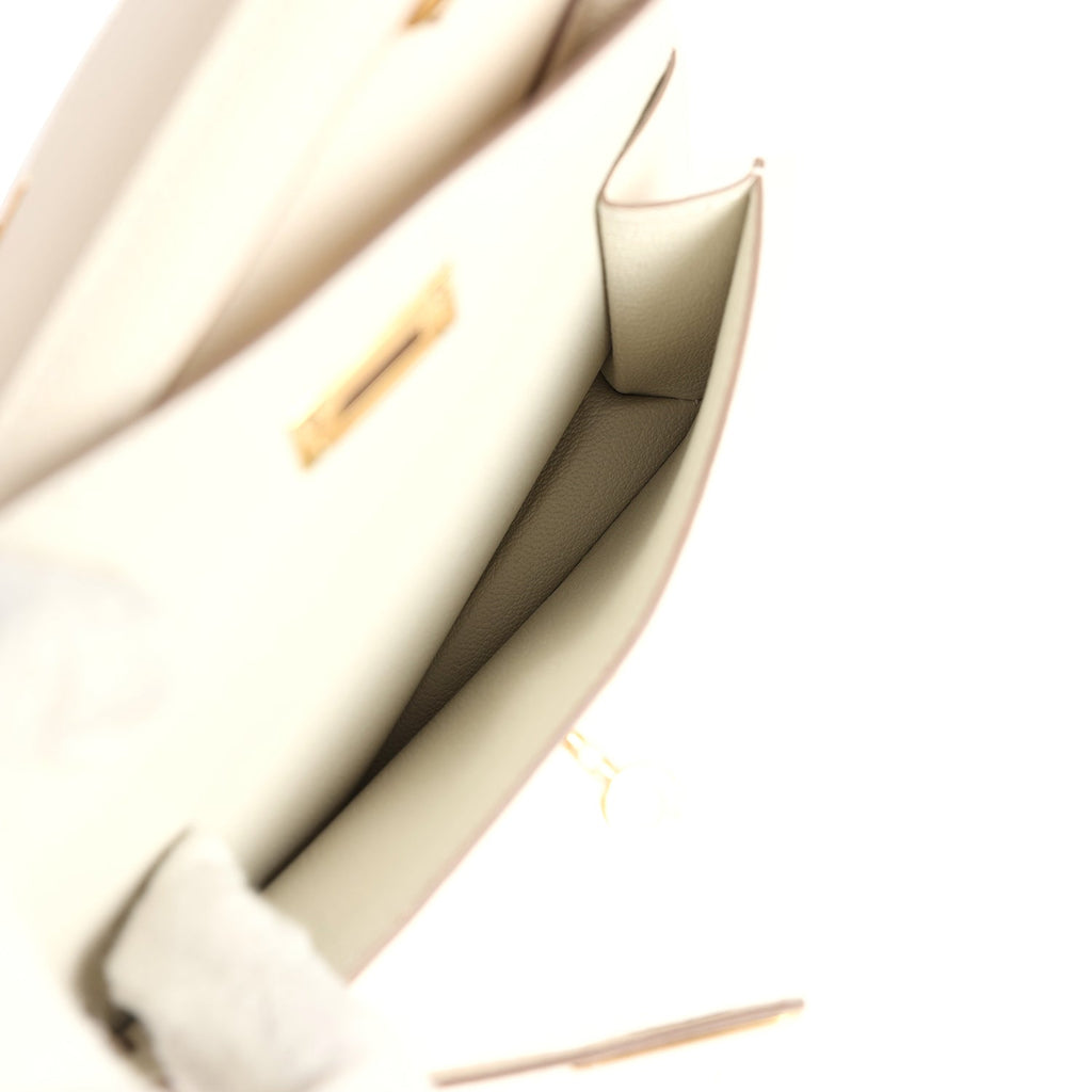 Hermes Kelly Sellier en Desordre 20 Craie Epsom Gold Hardware - Exclusu