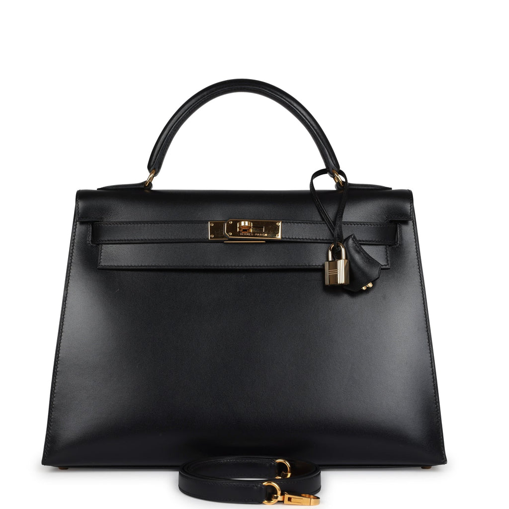 Hermes Kelly Sellier 32 Black Box Gold Hardware - Exclusu