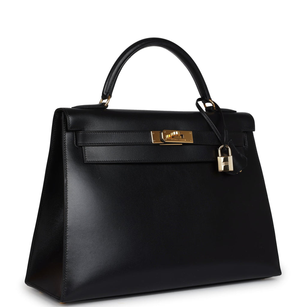 Hermes Kelly Sellier 32 Black Box Gold Hardware - Exclusu