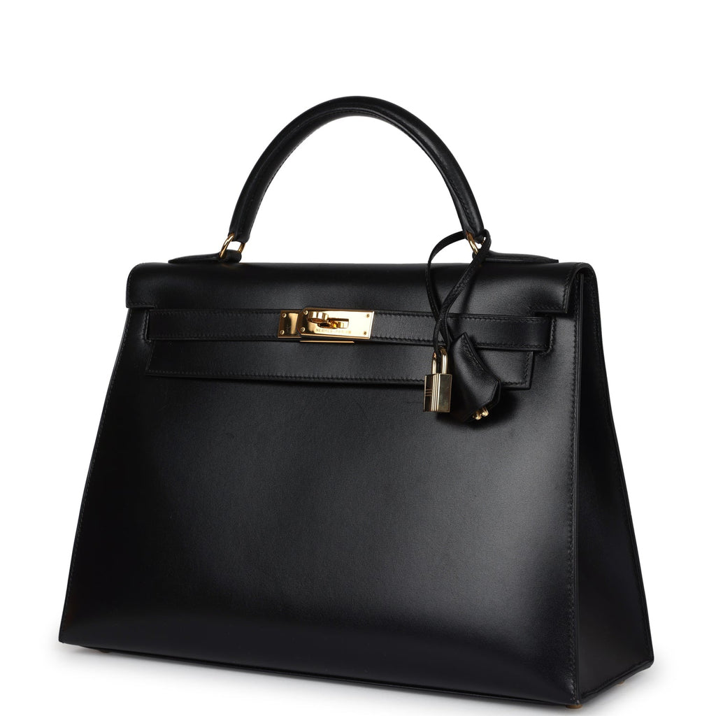 Hermes Kelly Sellier 32 Black Box Gold Hardware - Exclusu