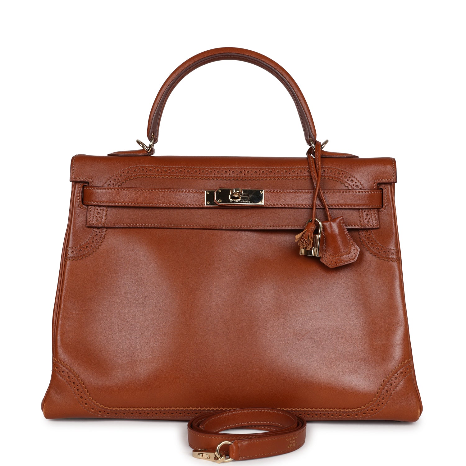 Hermes Ghillies Kelly Retourne 35 Fauve Tadelakt Permabrass Hardware - Exclusu