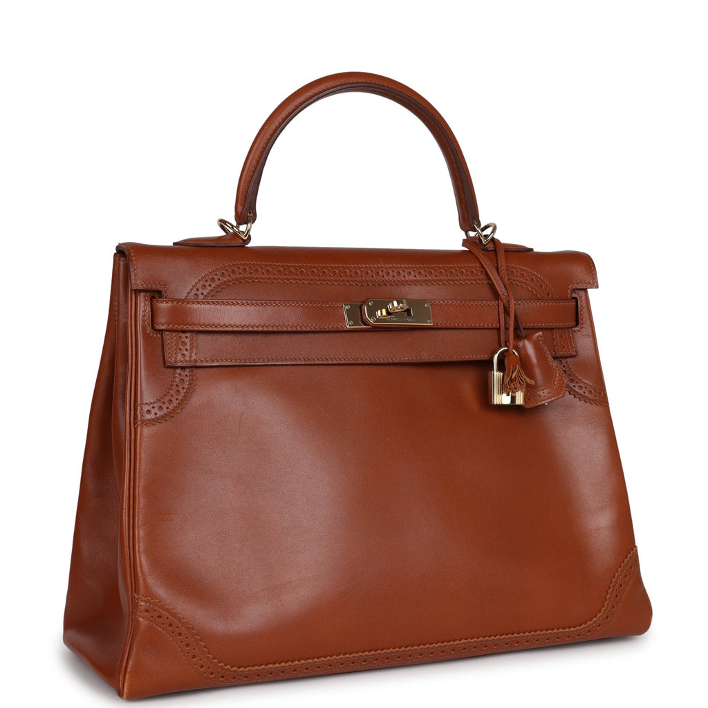 Hermes Ghillies Kelly Retourne 35 Fauve Tadelakt Permabrass Hardware - Exclusu