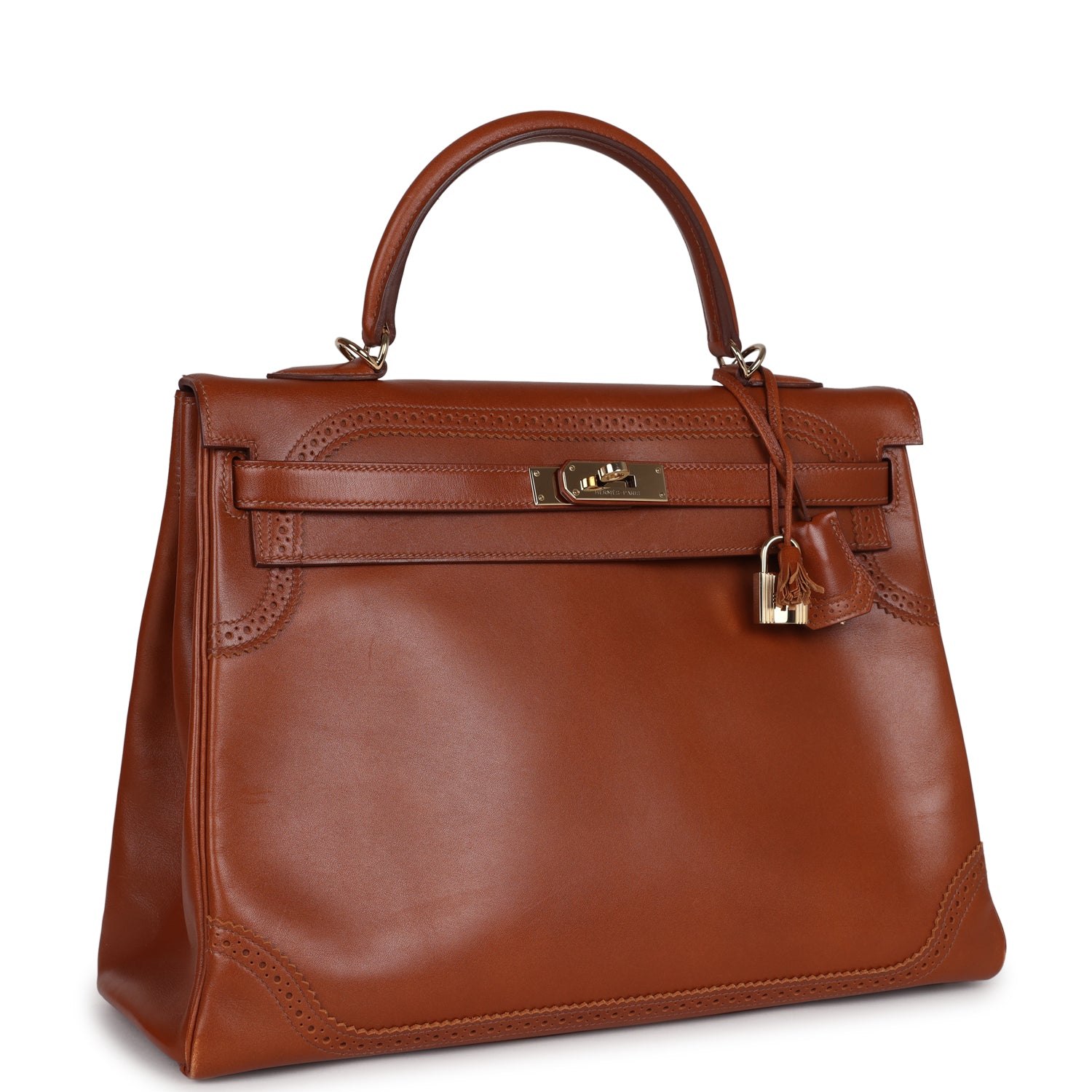 Hermes Ghillies Kelly Retourne 35 Fauve Tadelakt Permabrass Hardware - Exclusu