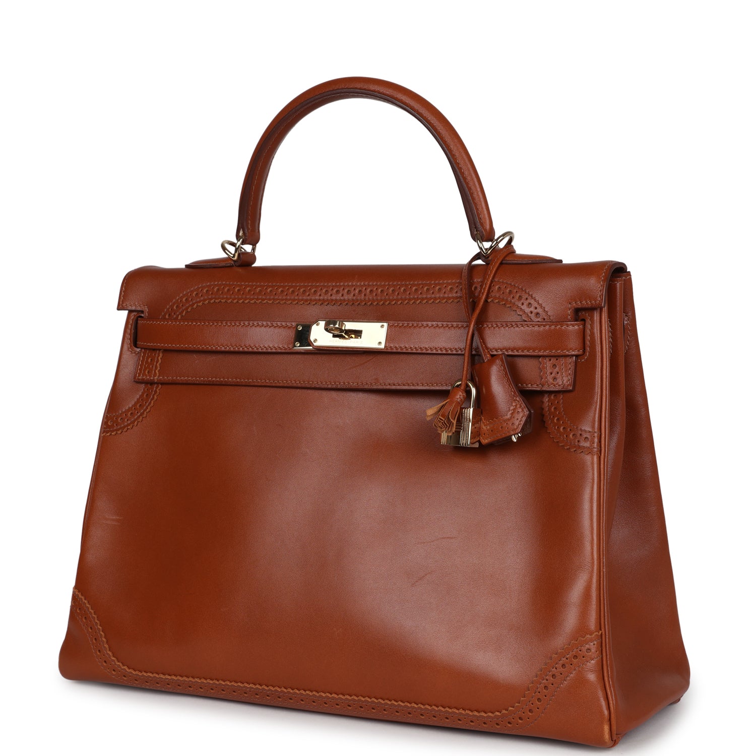 Hermes Ghillies Kelly Retourne 35 Fauve Tadelakt Permabrass Hardware - Exclusu
