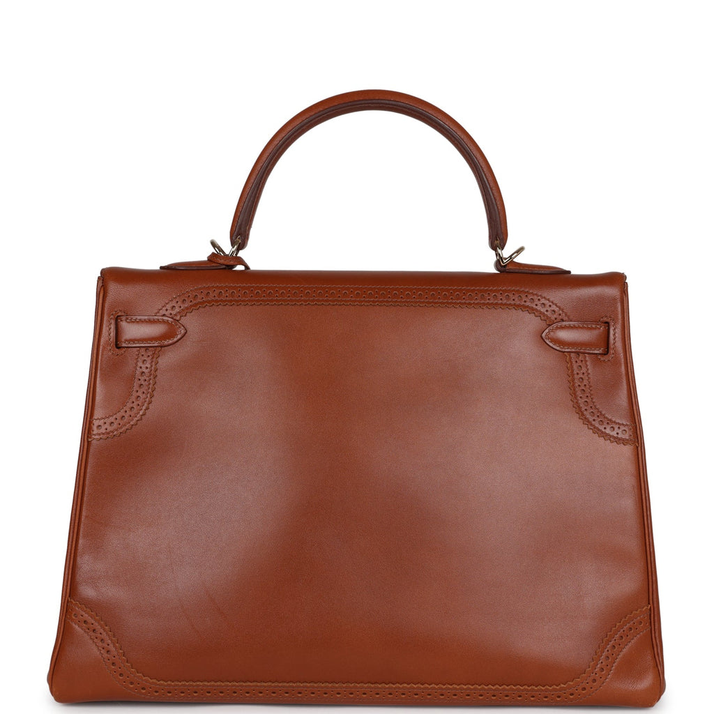 Hermes Ghillies Kelly Retourne 35 Fauve Tadelakt Permabrass Hardware - Exclusu