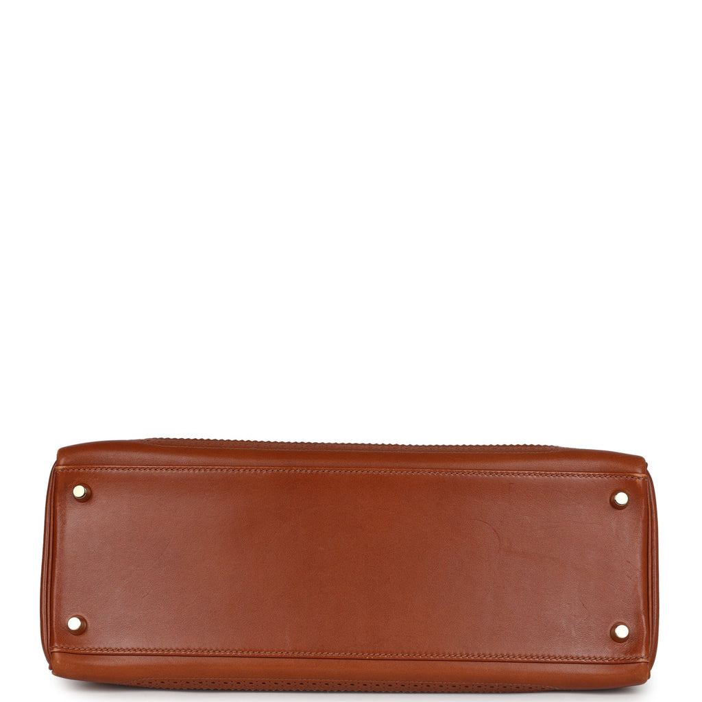 Hermes Ghillies Kelly Retourne 35 Fauve Tadelakt Permabrass Hardware - Exclusu