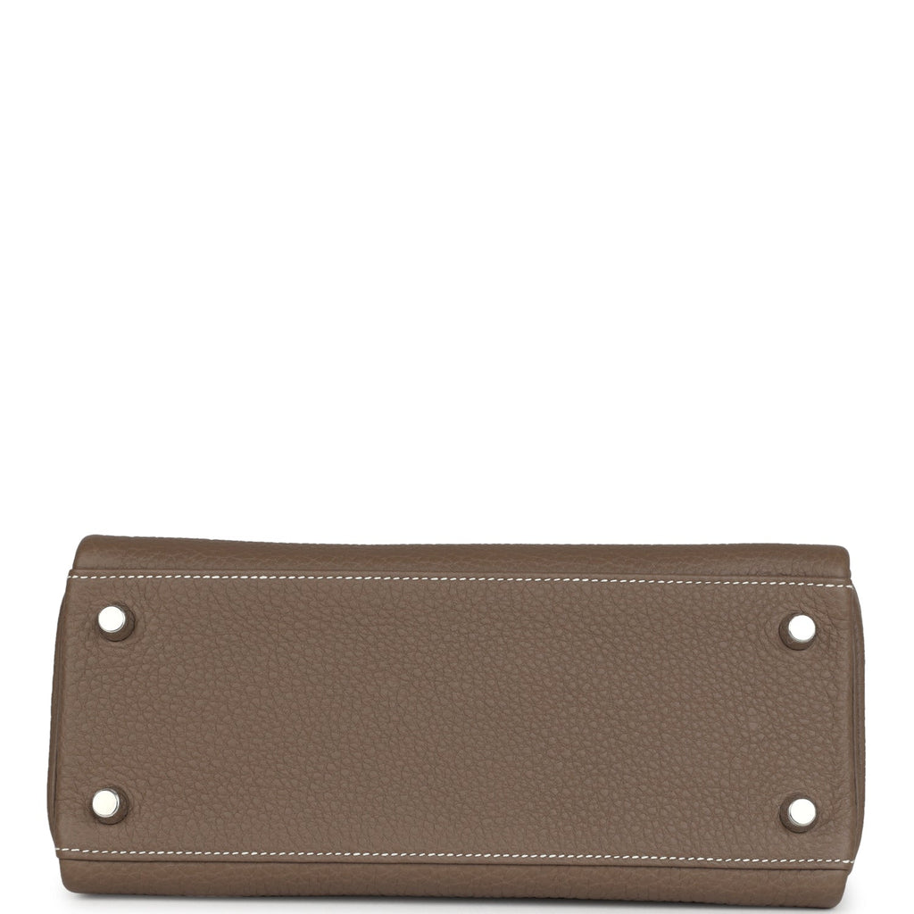 Hermes Kelly Retourne 25 Etoupe Togo Palladium Hardware - Exclusu