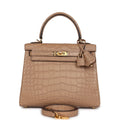 Hermes Kelly Retourne 25 Chai Matte Alligator Gold Hardware - Exclusu