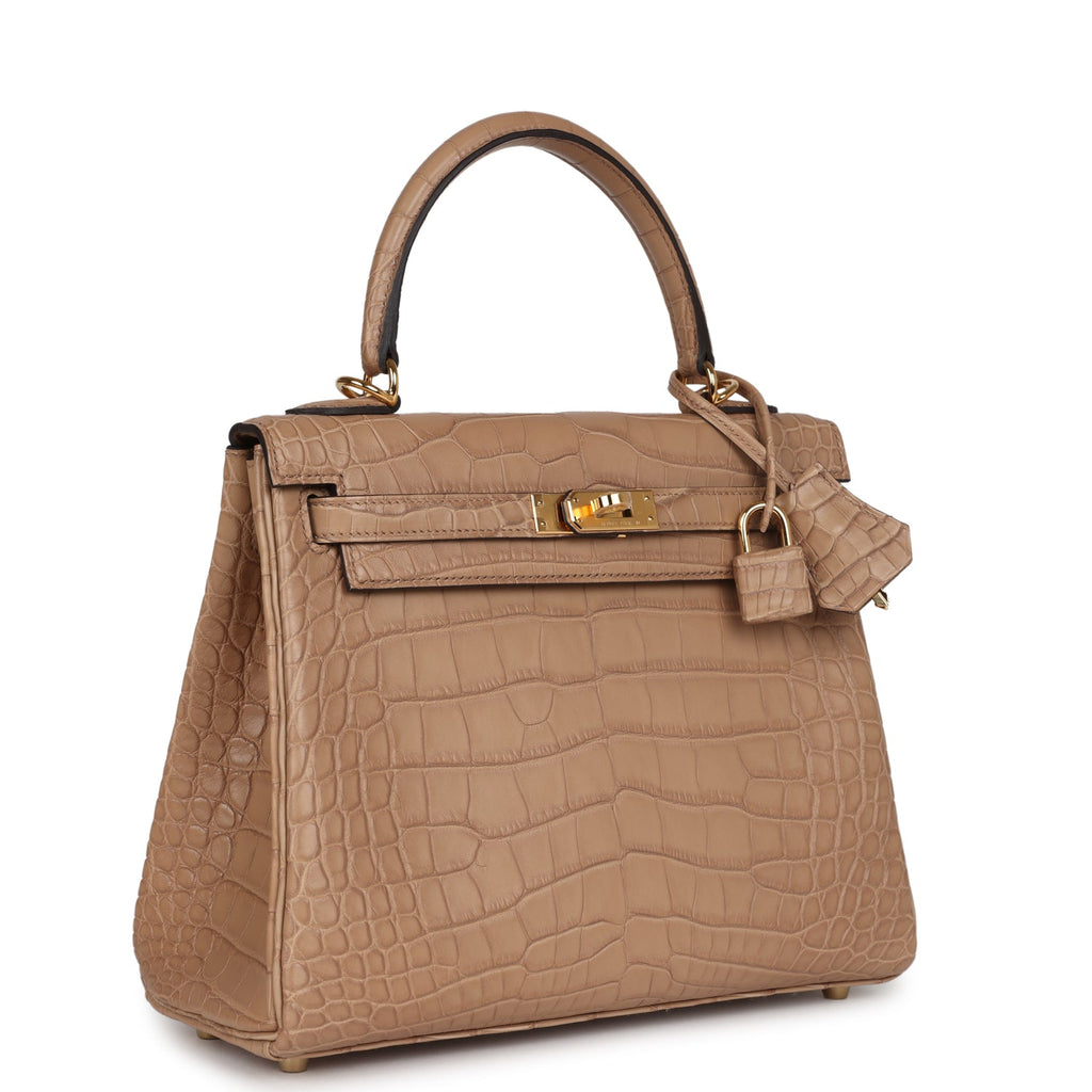 Hermes Kelly Retourne 25 Chai Matte Alligator Gold Hardware - Exclusu