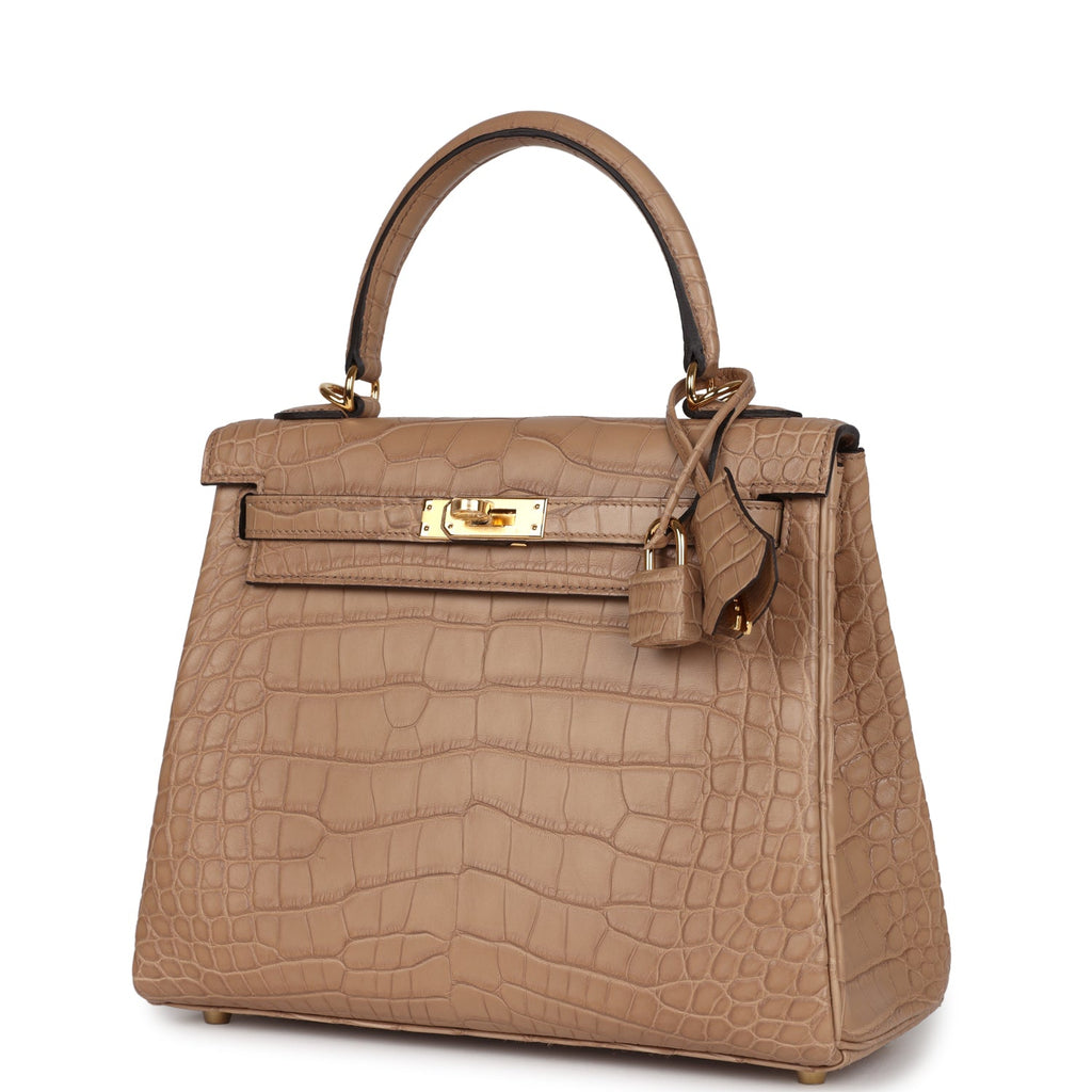 Hermes Kelly Retourne 25 Chai Matte Alligator Gold Hardware - Exclusu
