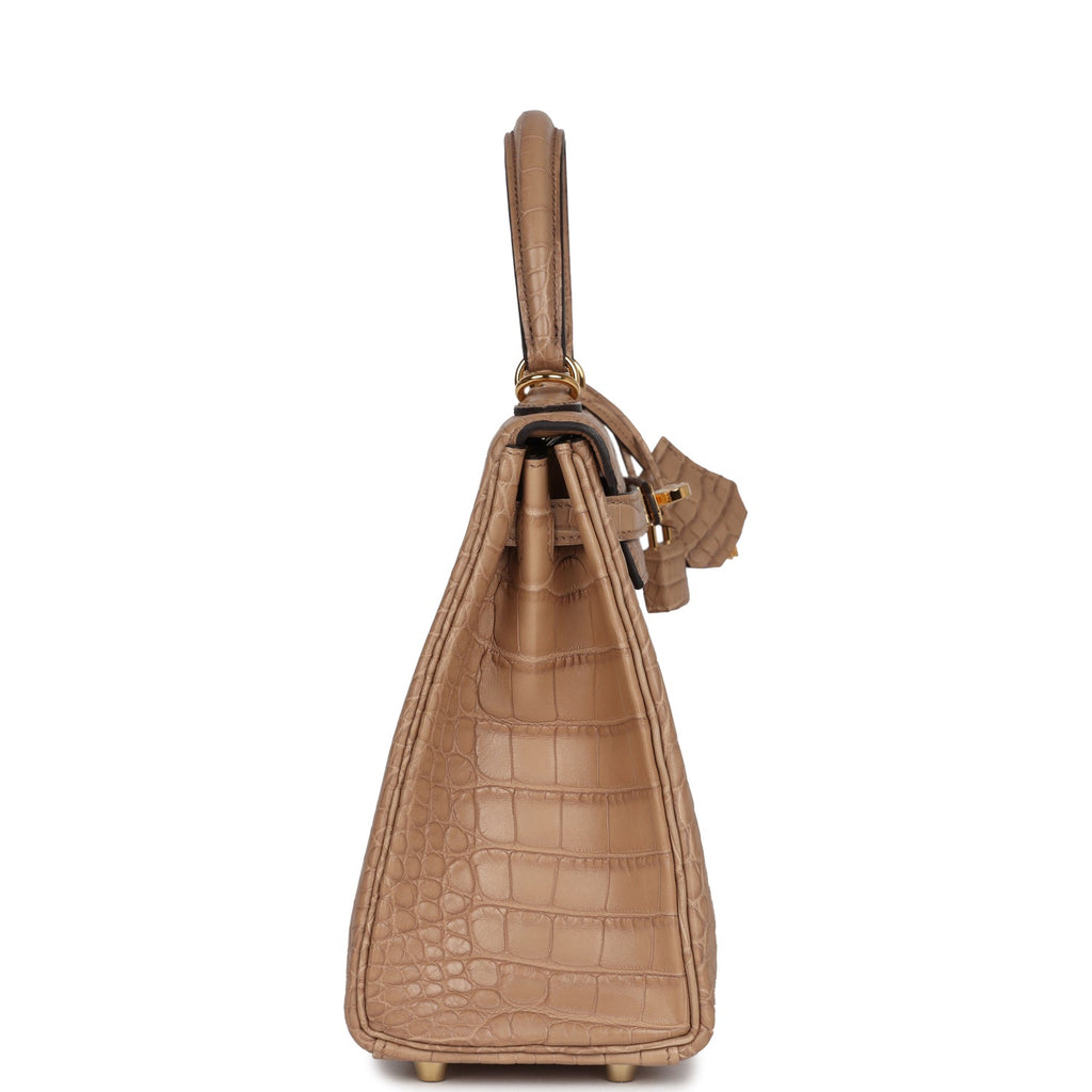 Hermes Kelly Retourne 25 Chai Matte Alligator Gold Hardware - Exclusu