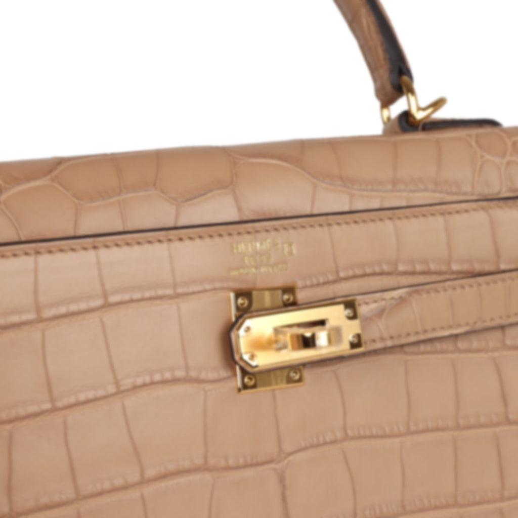 Hermes Kelly Retourne 25 Chai Matte Alligator Gold Hardware - Exclusu