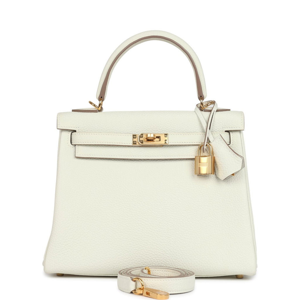 Hermes Kelly Retourne 25 Mushroom Togo Gold Hardware - Exclusu