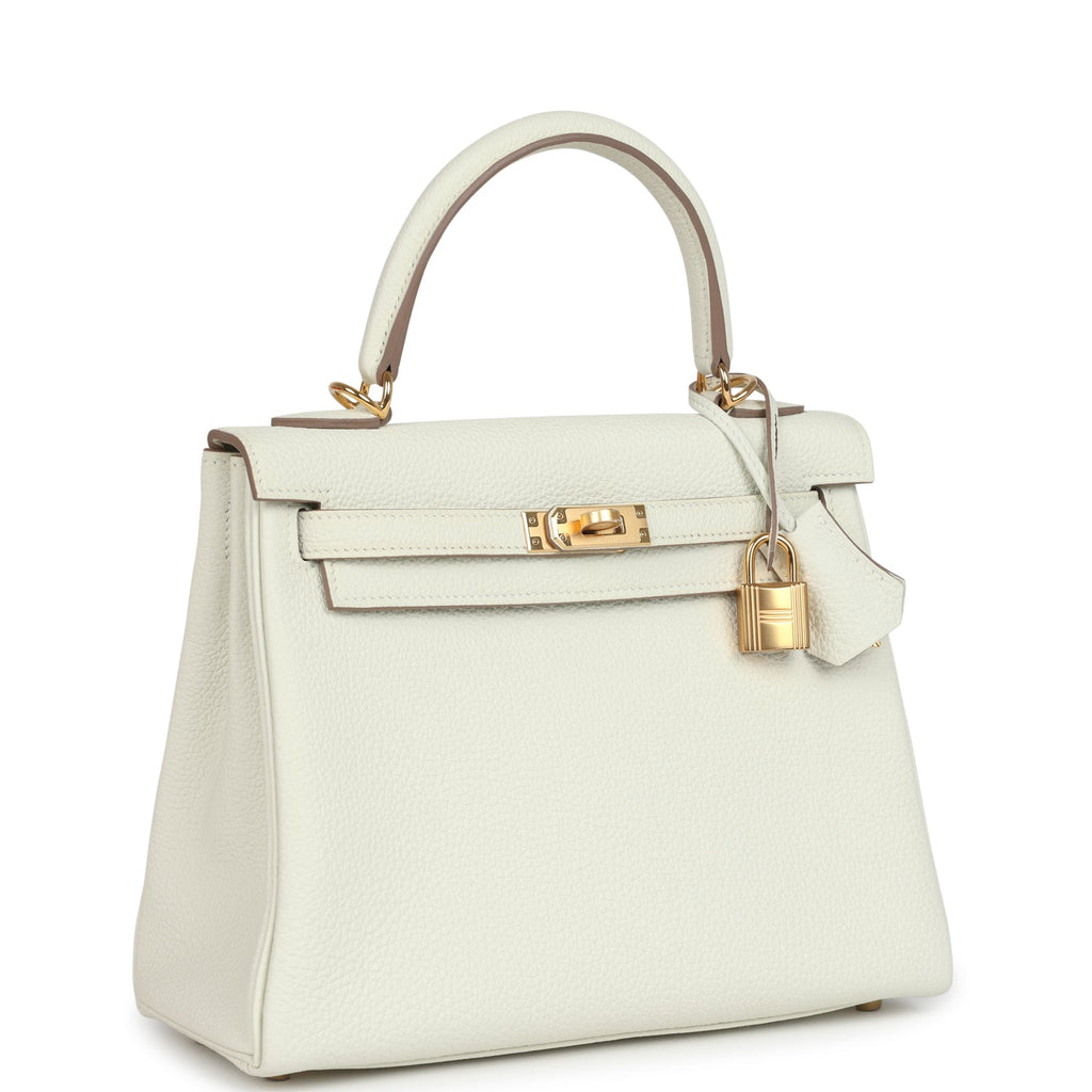 Hermes Kelly Retourne 25 Mushroom Togo Gold Hardware - Exclusu