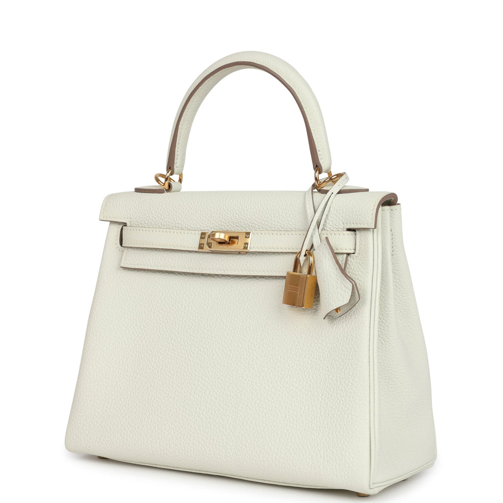 Hermes Kelly Retourne 25 Mushroom Togo Gold Hardware - Exclusu