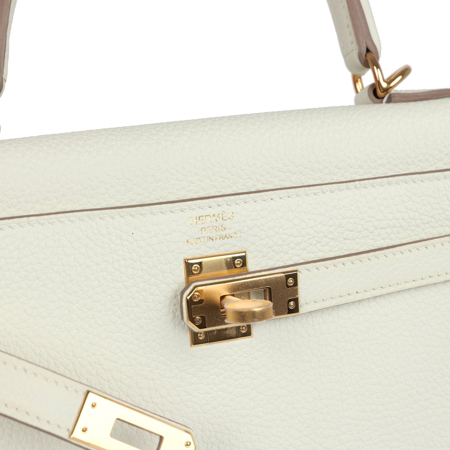 Hermes Kelly Retourne 25 Mushroom Togo Gold Hardware - Exclusu