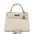 Hermes Kelly Sellier 28 Craie Epsom Palladium Hardware - Exclusu