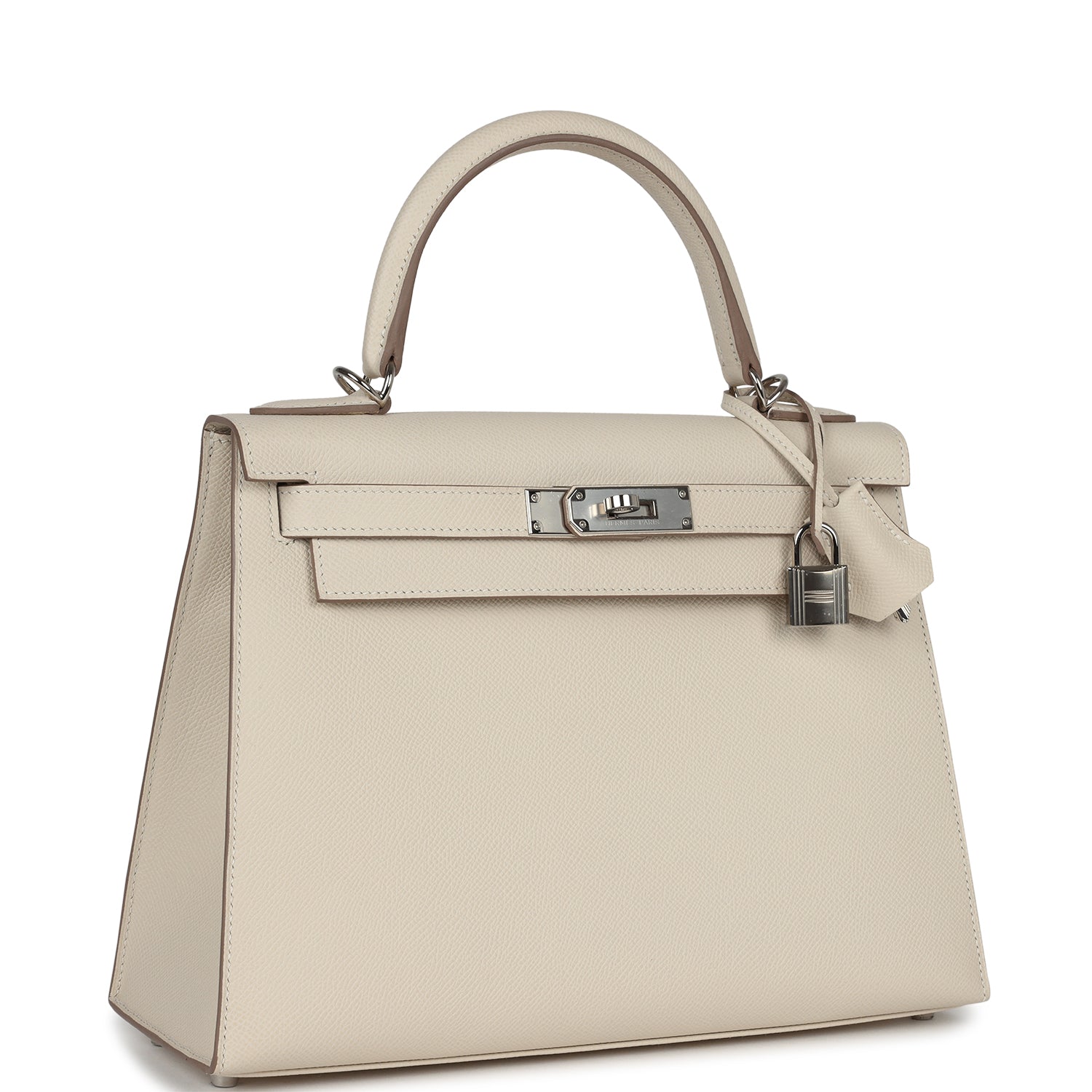 Hermes Kelly Sellier 28 Craie Epsom Palladium Hardware - Exclusu