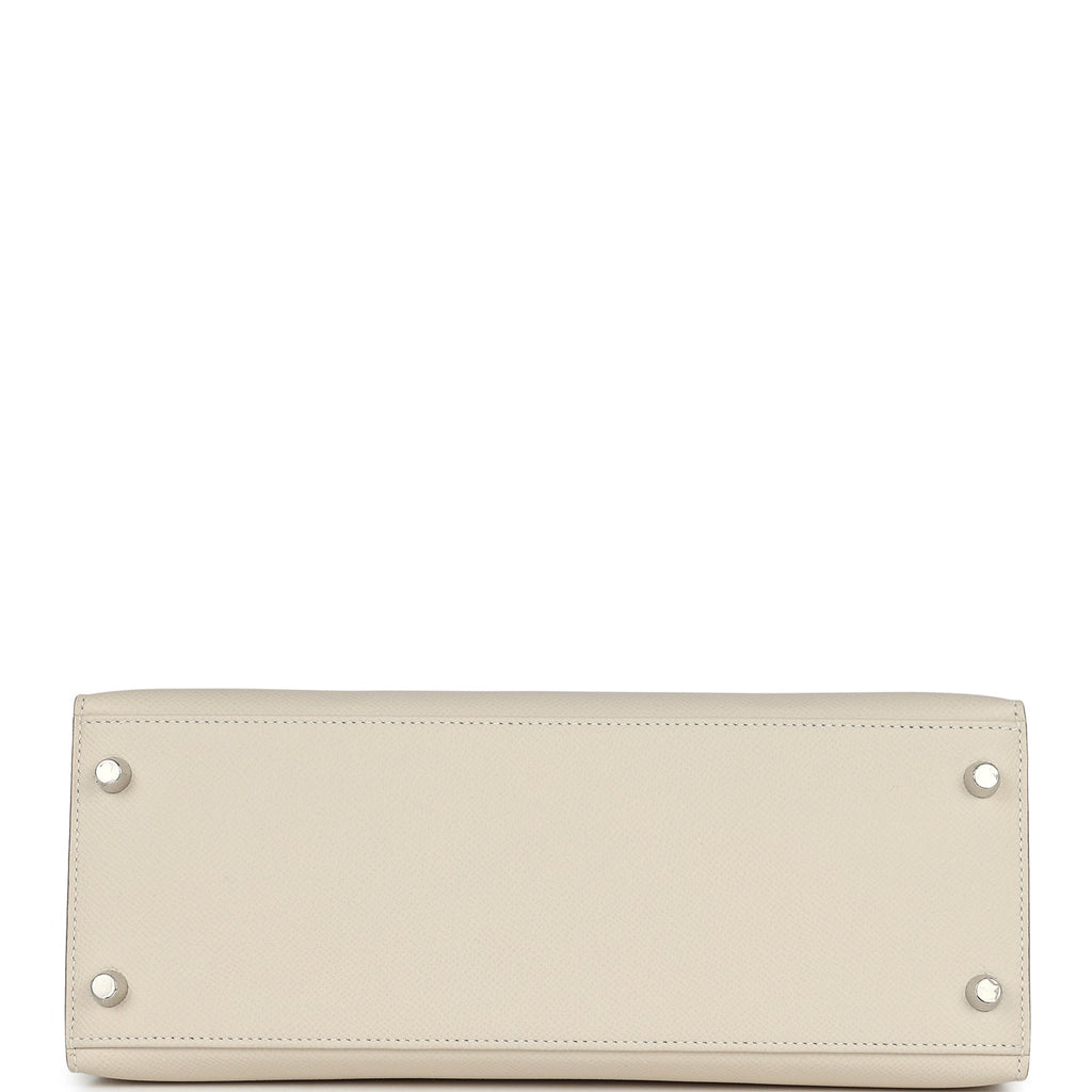 Hermes Kelly Sellier 28 Craie Epsom Palladium Hardware - Exclusu